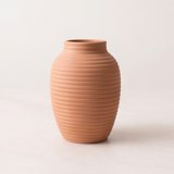 Ribbed ceramic vase