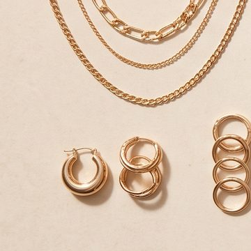 Gold hoops and rings
