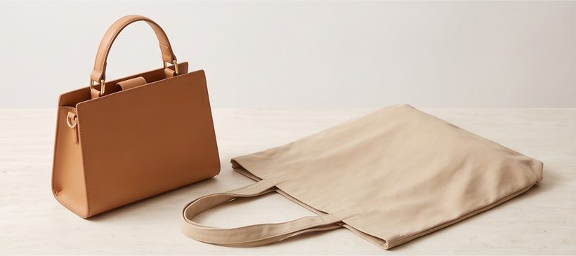 A structured handbag and a canvas tote